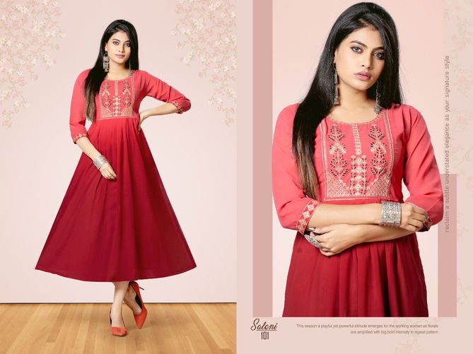 Saloni 3 Latest Designer Ethnic Wear Georgette Long Anarkali Kurti Collection